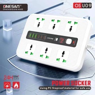 ONESAM OS-U09 Power Socket Charger / 3 PD + 3 USB Output + 6 Universal Socket / 1-24 Hour Timing / R