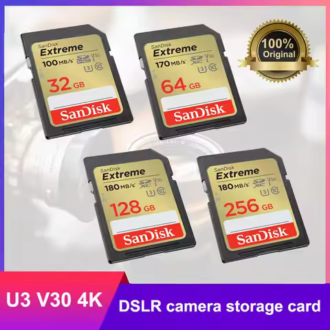SanDisk Extreme SD UHS-I Card 32GB C10 SDHC Flash Memory Card 64GB 128GB 256GB SDXC U3 V30 4K UHD SD