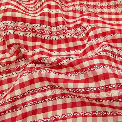 Printed Checkered Fabric Jacquard Dress Camisole Skirt Decorative Tablecloth Fabrics for By Meter Di