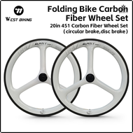 [an213] WEST BIKING T700 High Strength Carbon Fiber Bicycle Wheelset 20 Inch 451 Disc Brake Bearing 
