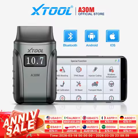 XTOOL A30M OBD2 Scanner Full System Bluetooth Car Diagnostic Tools Bi-directional Scanner 26 Reset F