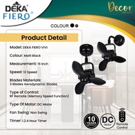 DEKA FIERO Fan FIERO VIVI 16 Inch 3 Blades 12 Speed DC Motor With Remote Control Ceiling Fan Wall Fa