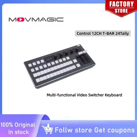 MOVMAGIC KD50X Multi-functional Video Switcher Keyboard ATEM VMIX OBS Control 12CH T-BAR 24Tally for