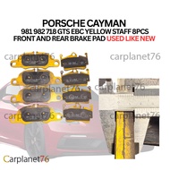 PORSCHE CAYMAN  981 982 718 GTS EBC YELLOW STAFF 8PCS FRONT AND REAR BRAKE PAD USED LIKE NEW