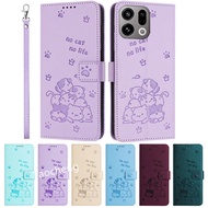 Phone Case For Oppo Find X9 Pro X9Pro FindX9Pro 5G 2025 Casing Lovely Cat Pattern Leather Flip Card 