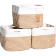 NaturalCozy Storage Cubes 9”x9”x7”Cotton Rope Woven Baskets for Organizing 3-Pack | 9 Inch Cube Stor