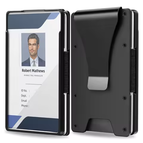 Minimalist Wallet for Men- Slim Aluminum Metal Money Clip Wallet with Clear ID Card Holder, Slim Wal