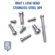 Low Head L Bolt M6 x 80 (Length 8 cm) Stainless Steel 304 A2-70 Threaded/ 10 L4 Key