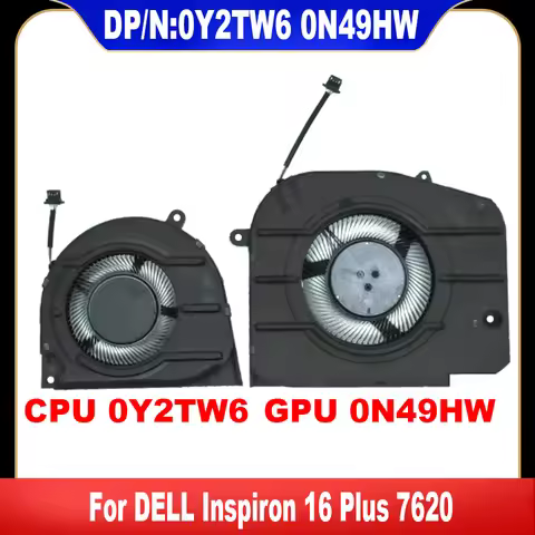0Y2TW5 0N49HW New For DELL Inspiron 16 Plus 7620 Laptop GPU Cooling Fan CPU Cooler Fan Heatsink Radi