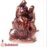 Statue of the Holy Family of Mary Jesus Up the Donkey and Yosef 25 cm Copper Color Fiberglass Spirit