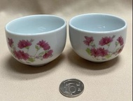 #618年中慶 早期 大同 花卉 陶瓷 茶杯 一對