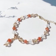 金太陽石 黃水晶 金髮晶 月光石 14k包金 天然水晶手鍊