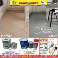 Full SET Epoxy Floor Coating [ Free Painting Tool SET ] 1l Primer Waterproof + 1l Epoxy Paint + 05 Kg Anti-slip Powder - [multiple options]