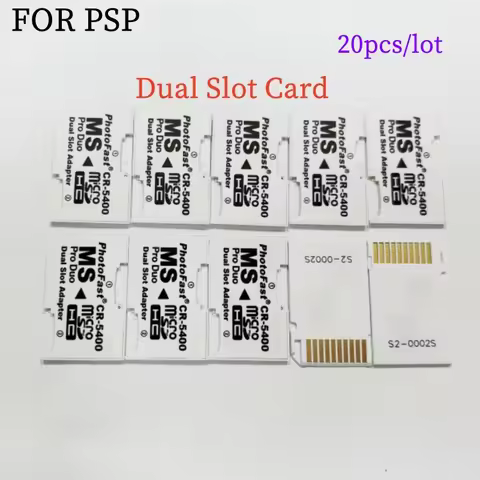 20pcs TF To MS Memory Stick Pro Duo Adapter Reader for PSP 1000 SD Card Converter CR5400 Dual Slot f