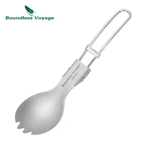 Boundless Voyage Titanium Folding Tableware Lightweight Flatware Fork, Spoon, Spork for Camping Hiki