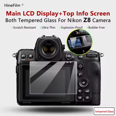 Z8 Camera Tempered Glass Protective Self-adhesive Glass for Nikon Z 8 Main LCD Display + Film Info S