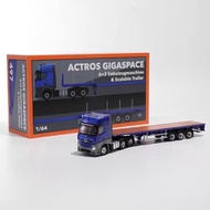 GCD 1: 64 Mercedes-Benz 3-Axis Truck Retractable Trailer Flatbed Truck Alloy Engineering Vehicle Mod