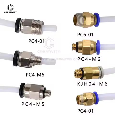 Creativity 3D PC4-M6 PC4-M5 PC4-01 PC6-01 Pneumatic Straight Connector Part Bore 4mm PTFE Tube Filam