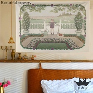 Retro Illustration Fairy Tale World Picture Background Photo Hanging Cloth Rental Room Bedroom Decoration Wall Dormitory Renovation Tapestry