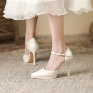 High Heel Platform Shoes - Pointed Toe, Hollow Design, 10.5cm Stiletto
