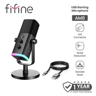 FIFINE AM8 USB Microphone RGB Dynamic Mic Gaming Streaming Podcast Recording for PC & Laptop