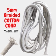 5 mm Braided Cotton Cord/ Boy Scout Cord/ Macrame Cord - 5 meters