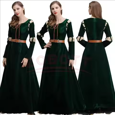 Brave cartoon movie character cosplay costume Princess Merida court dress Halloween Retro Palace Per