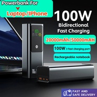 100W LAPTOP POWER BANK 50000mAh Multi port 65W Fast Charging QC+PD Quick Charge Power Delivery