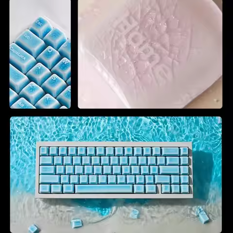 Ceramic Keycap Set Ice Crack Transparent Key Caps Cherry Profile Keycaps for Mechanical Keyboard Cus