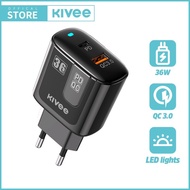KIVEE charger iphone fast charging 18W/36W kepala charger Quick+PD 3.0