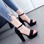 Giày Cao Gót Đúp Vuông 12P Quay Ngang Bít Gót T&T