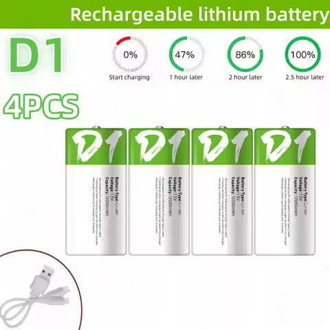 Rechargeable Battery 1.5V 5000mWh C Size LR14/LR20 12000mWh D Size Li-po Type-C Ultra-Fast Charging 