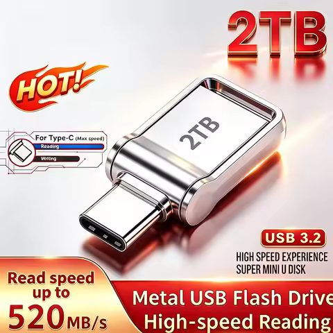 Mini Type‑C USB Flash Drive USB 3.2 High‑Speed 512GB 1TB 2TB Large Capacity Metal USB Flash Drive Po