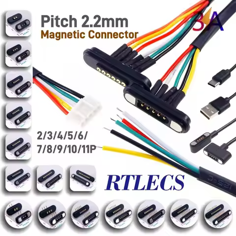 1/5 Pair Magnetic PogoPin Connector 2 3 4 5 6 7 8 9 11Pin 3A Waterproof Male Female Pitch 2.2 MM Spr