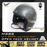 Motorcycle SET KOMBO TOPI KELEDAR MS88 HELMET NANO GREY SIZE L 60CM (SIRIM CERTIFIED) + BIKKO SGV BO