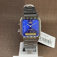 [Original] Casio AQ-230GG-2A Vintage Gray Ion Plated Blue Analog Digital Watch