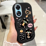 เคสสําห OPPO A58 5G A78 5G A58X 5G A1X A2X 5G A58 4G เคสโทรศัพท์แมวสัตว์น่ารักซิลิโคนสายคล้อง