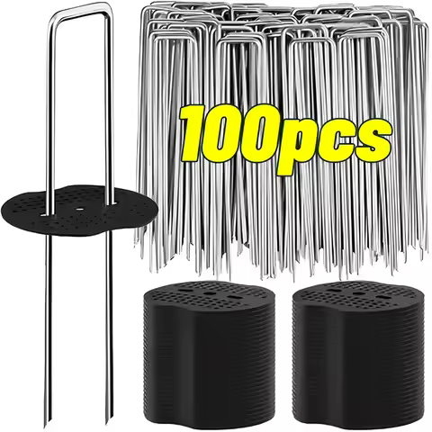 100/10pcs Metal Garden Stakes U-Shape Landscape Staple Ground Nail Fence Film Tents Securing Pegs So