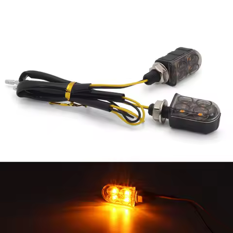 2pcs Universal Motorcycle LED Turn signals Lights 4LED Mini Blinker Indicator Lamp 10mm For Touring 