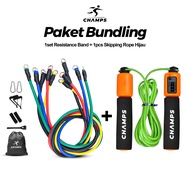 Champs 11 In 1 Resistensi Band Karet Olahraga Alat Fitness Rumahan Gym Lengkap Alat Olahraga