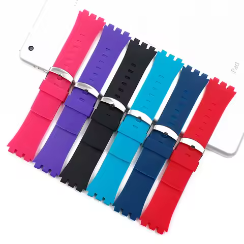 24mm men's silicone watch band accessories for Swatch touch surb100 surw100 watch strap student wome