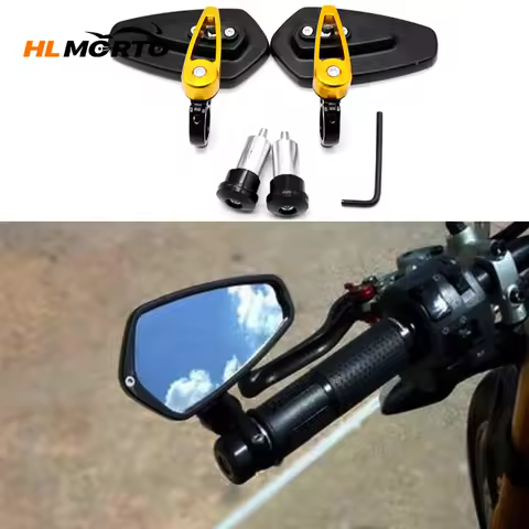 Motorcycle Handlebar Rearview Mirror 22mm For YAMAHA YZF R1 R3 R6 R25 MT07 MT09 KAWASAKI Z800 KTM Du