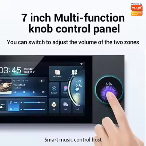 Anjielo Multifunctional TUYA Smart Music Central Control Host 7-inch Knob Smart Home Panel Scene Lin