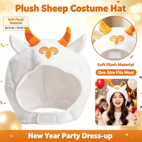White Plush Sheep Hat Funny Animal Costume Caps New Year Dress up Cosplay Animal‑themed Party Headwe