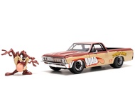1967 Chevy El Camino Brown and Beige with Graphics and Tasmanian Devil Diecast Figure Hollywood Ride