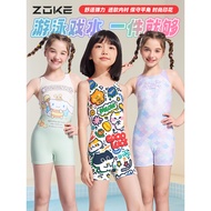 Zoke New Style Girls Swimsuit Children Girls Professional Training Quick-Drying zoke One-Piece Boxer