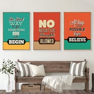 Positive Attitude Quotes Canvas Art Poster Prints Retro Style Inspirational Wall Decorative Picture 