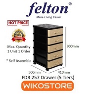 [Wikostore]  Felton FDR257 Durable Drawer 5 Tiers 5S (16"W x 20"D x 33.5"H)