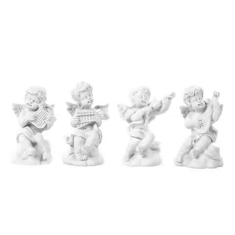 4Pcs Plaster Statue Cupids High Quality Resin Compact Size for Sketch Drawing Home Desktop Decoratio