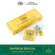 TWG Tea | Emperor Sencha, Japanese Green Tea Blend in 15 Hand Sewn Cotton Tea Bags in Giftbox, 37.5g